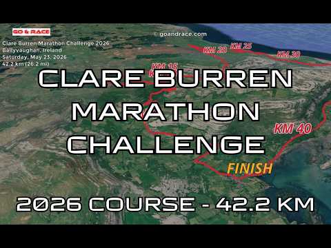 Clare Burren Marathon Challenge 2026: 3D Video Course Map | 42.2 km - Ballyvaughan