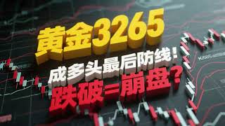🔥黄金3265成多头最后防线！跌破即是万丈深渊！🔥