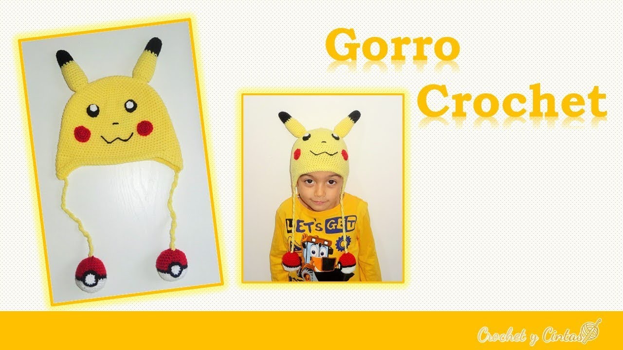 Gorro Pikachu con Pokébolas a crochet 😊 Pokémon - Parte 1 de 2