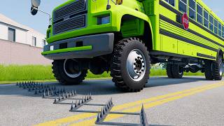 Cars vs Spike Strip #22 | BeamNG Drive | Vehicle Destruction Physics