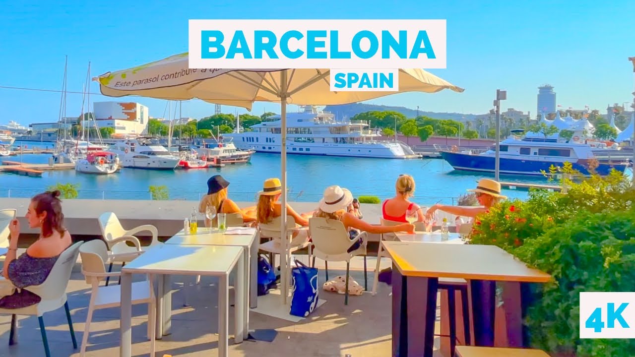 Barcelona, España | Playa Barceloneta | Paseo por la Playa 4K