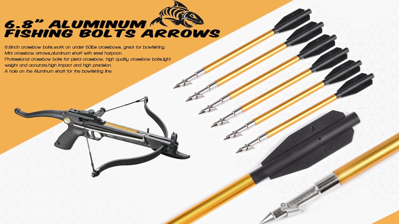 Hunting Aluminum Fishing Bolts Arrows for pistol crossbow bowfishing  #archery 