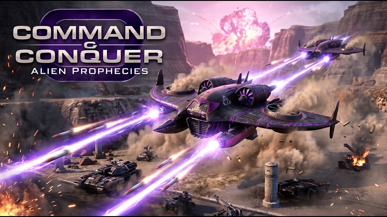Command & Conquer 3 Kane's Wrath - Alien Prophecies 1v3 BRUTAL AI