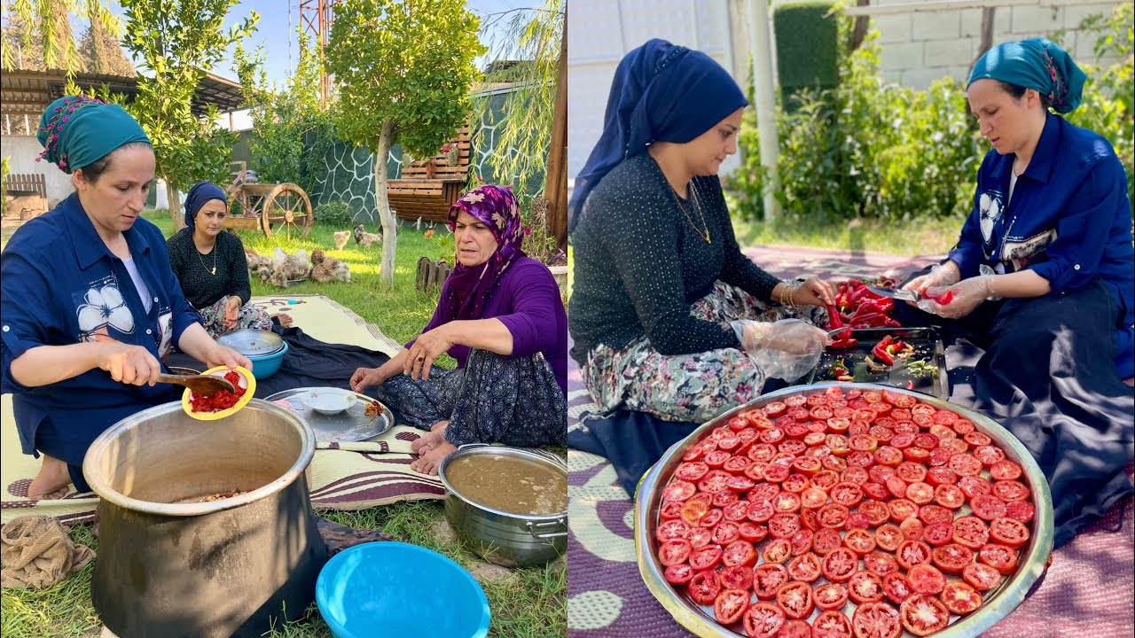 YENGEM ODUN ATEŞİNDE YAPTIĞI KUZU ETİ KÖY YEMEĞİ | GELİNLER İLE KAYINVALİDE KÖY YAŞAMI