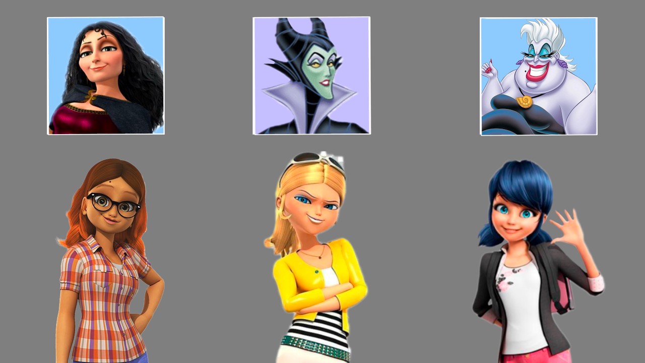 Чудесные злодеи в образе злодеев Диснея и злодеи Диснея в образе Чудесных | Маринетт, Алья и Хлоя
