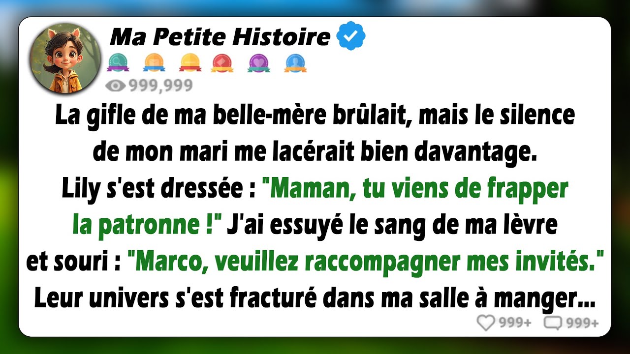 Mon mari millionnaire a laissé sa mère me g*fler au dîner, mais sa petite sœur s'est levée et...