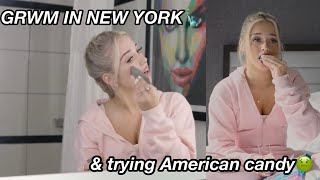GRWM in NEW YORK! + trying American candy!!