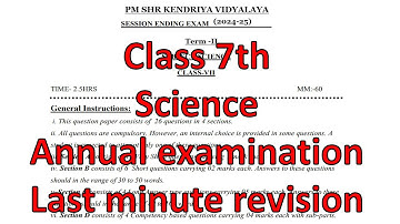 Class-7 Science / Annual Exam Question Paper / Session 2024-25 /Session Ending Exam for KV students