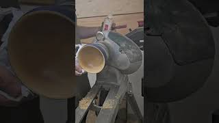 Finishing a blue bowl on the lathe #woodturning #woodworking #bowlturning