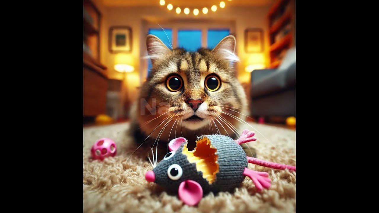 Cat Hurts Mouse Toy 🧸 aiimages brainrot happy cute sad viral fyp