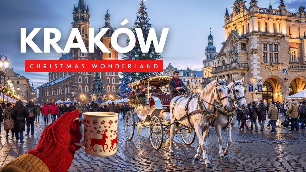 🇵🇱 Краковская рождественская ярмарка 2025: вечерняя прогулка, уличная еда и праздничное очарование!