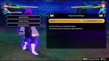 DRAGON BALL: Sparking! ZERO Training, Opponent Settings, Rush Ki Blasts