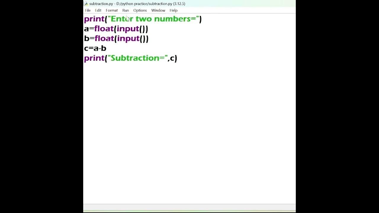Simple Subtraction program of Python Language #coding #programming # ...