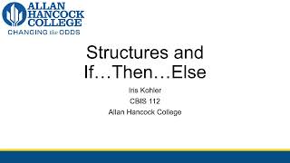 [CBIS 112] Selection Structures