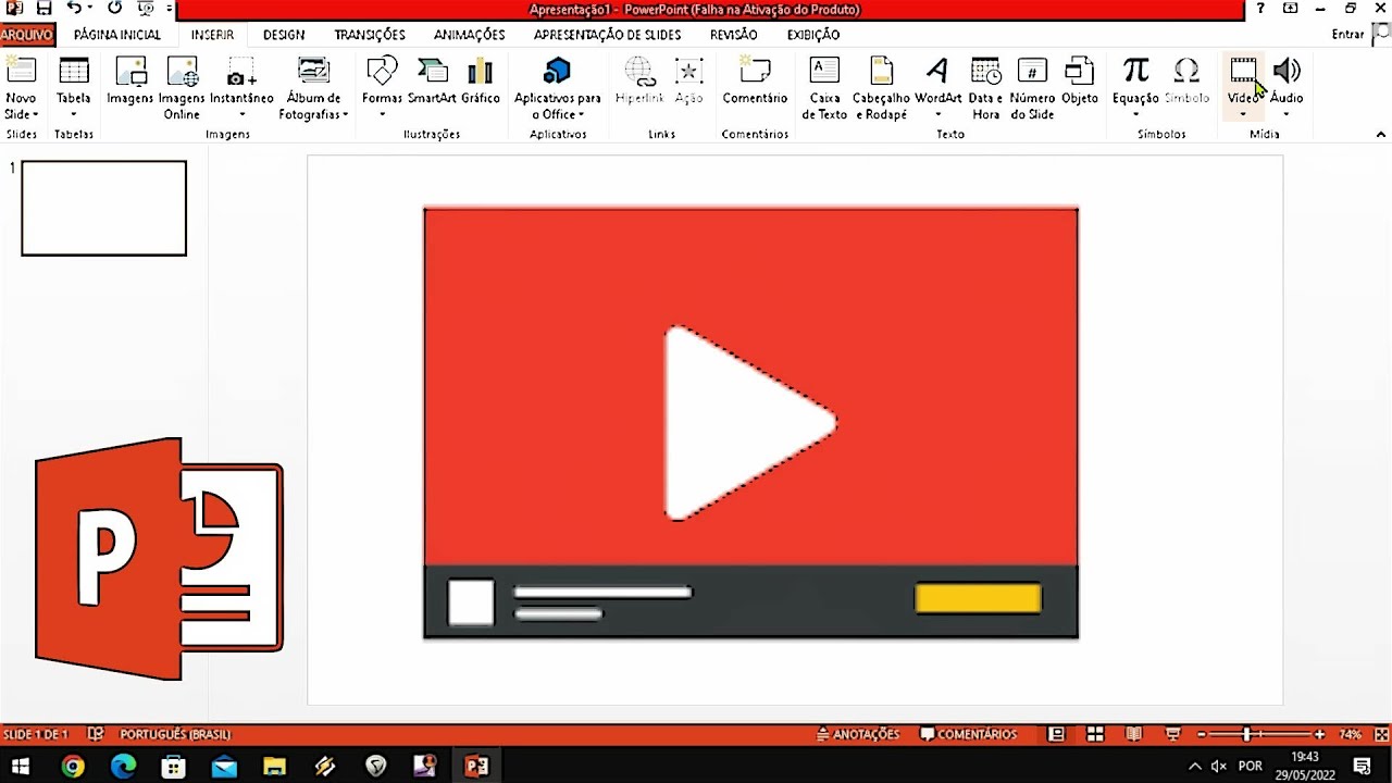 Como colocar video no powerpoint youtube