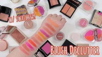 HUGE Blush & Bronzer Declutter w/ Swatches! // Decluttering My Full Makeup Collection 2021