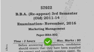 [2016] Mdu BBA 3rd Sem Re-Appear Marketing Management Question Paper #MduQuestionPaper