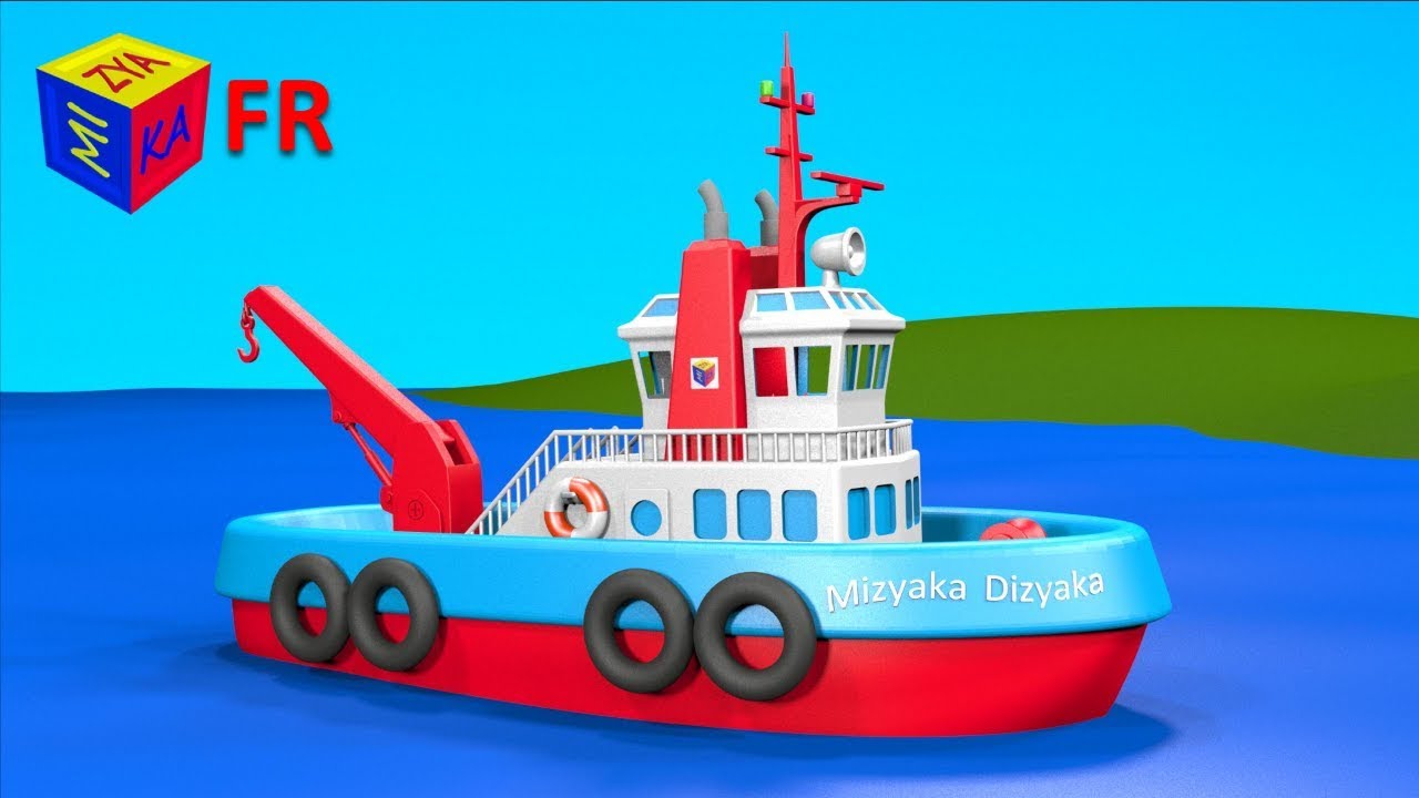 Bateaux pour enfants. Jeu d'assemblage LE REMORQUEUR. Dessin animé éducatif  pour enfants en français 