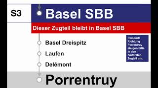 Sbb Ansage S3 Zugteil Wird Geschlossen In Basel Sbb. Umsteigen Porrentruy 2023 Slbahnen