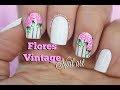 Diseño de uñas Rosas vintage - Vintage flowers nail art