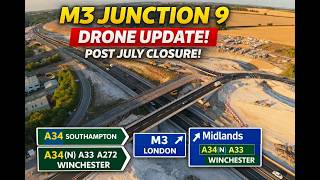 M3 Junction 9 Drone Update — Post‑Closure Changes Revealed | New Gyratory Layout & Direction Markers