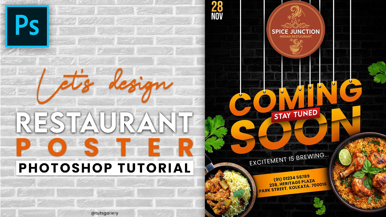 Restaurant Flyer Design in Photoshop | Easy Food Poster Tutorial # ...