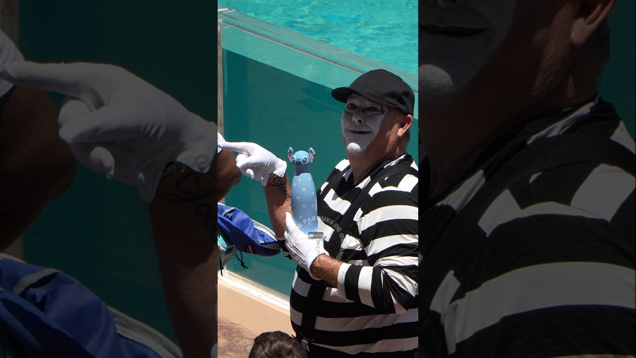 Tom o mímico estava rindo da garrafa térmica deste homem 😂🤣 #tomthemime #seaworldmime