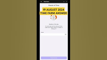 Time Farm Answer Today 19 August | Time Farm Oracle Of Time 19 August #timefarmanswer #19august