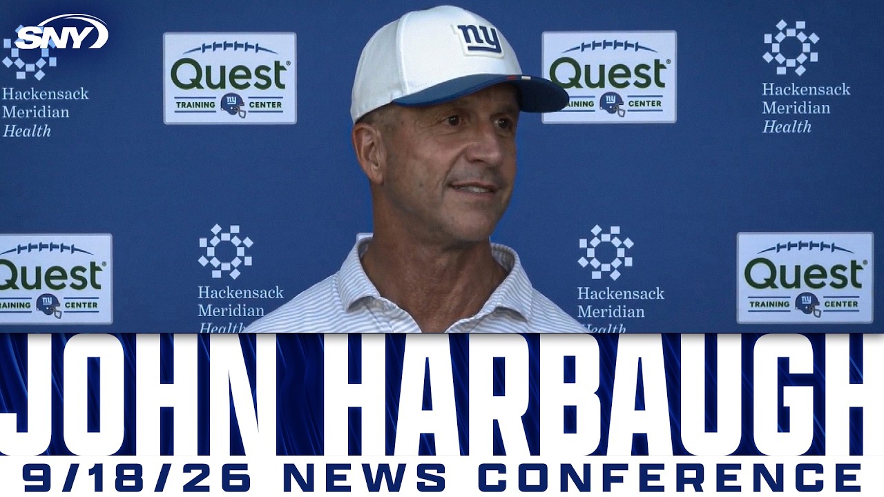 Giants head coach John Harbaugh talks Mailk Nabers progress, other injury updates, matchup with Rams