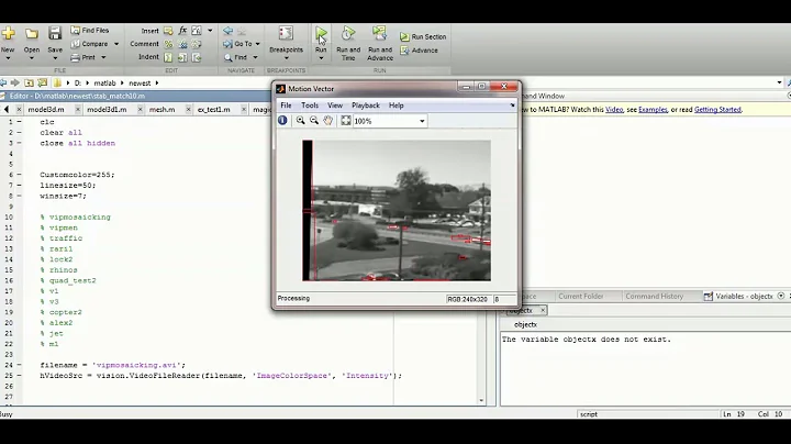 Object Tracking based on Motion Detection with MOVING camera in matlab