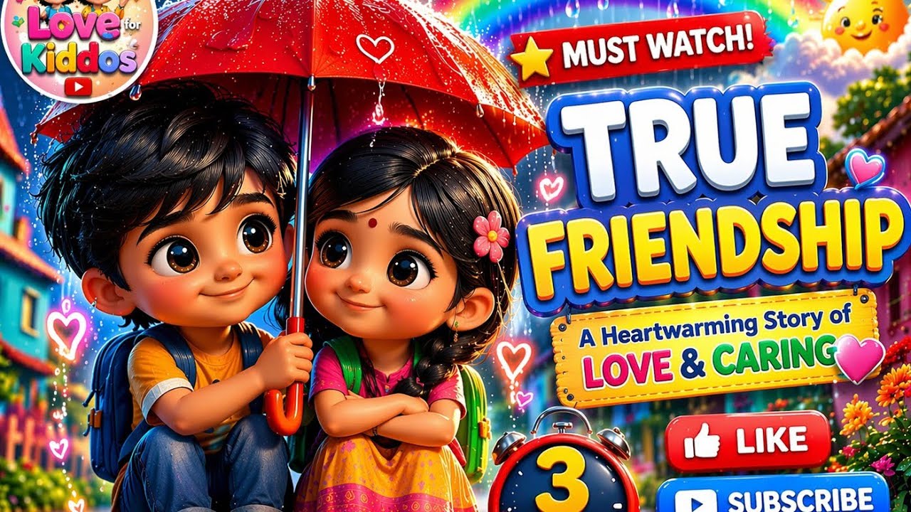 True Friendship ☂️ | 3 Minute Heartwarming Kids Story | Moral Story for ...