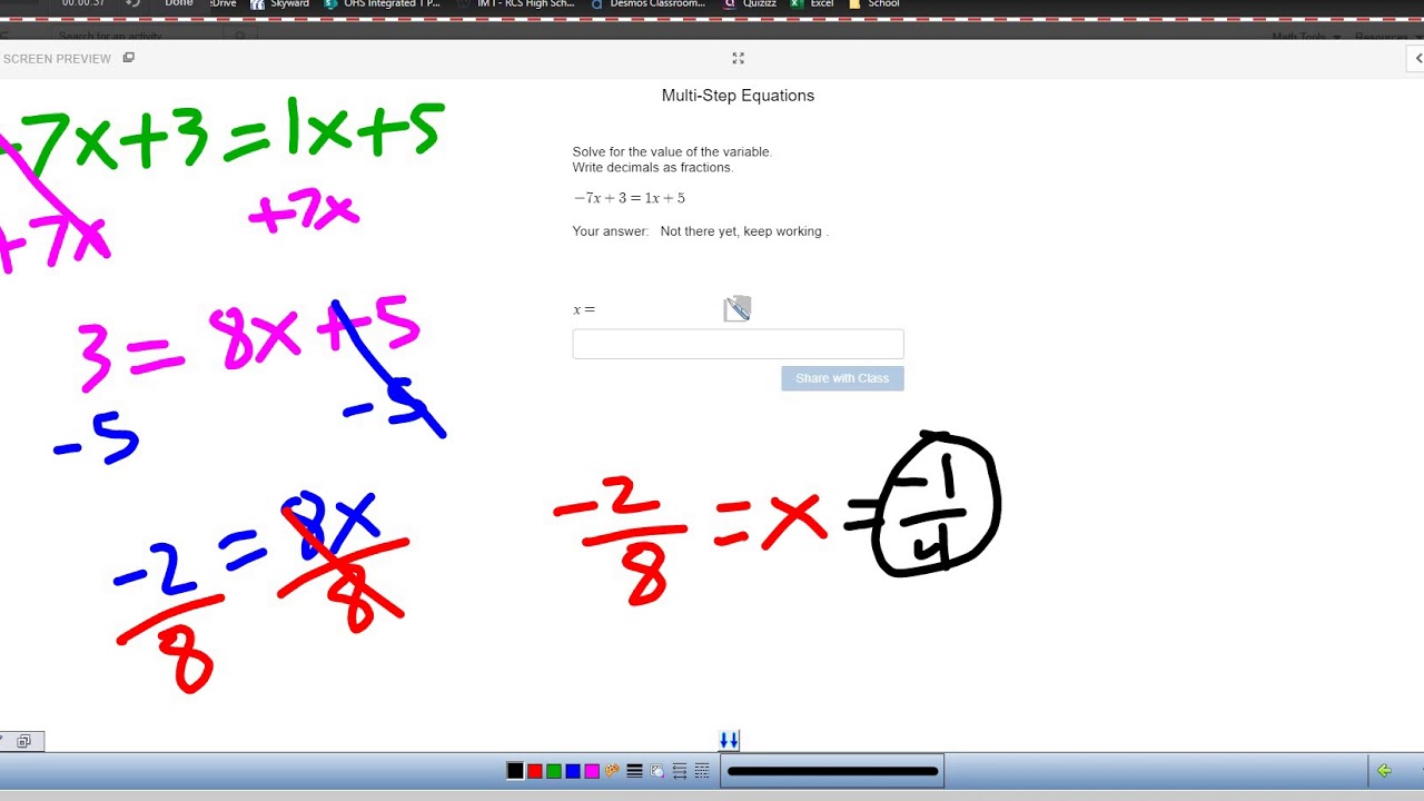 3 Multi Step same variable on both sides - YouTube