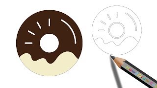 How to Draw a Donut - Doughnut Drawing Easy & Coloring Page