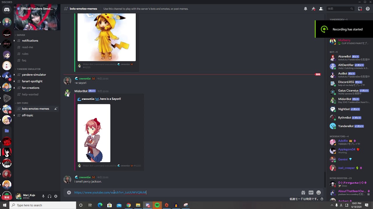 Me getting banned on Yandere Discord server YouTube