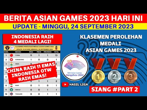 INDONESIA RAIH 4 MEDALI - Klasemen Perolehan Medali Asian Games 2023 Terbaru