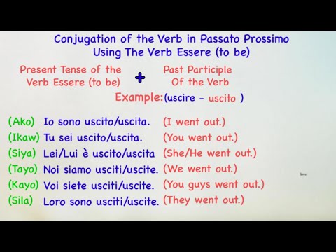 BASIC ITALIAN LANGUAGE: Passato Prossimo Using Essere(Filipino/English Translation)