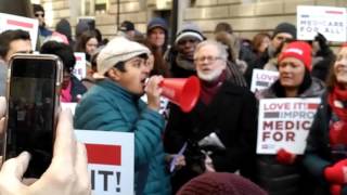 Our First Stand Save Health Care Rally Nyc Wall Street Bull Wpnhp Speaking