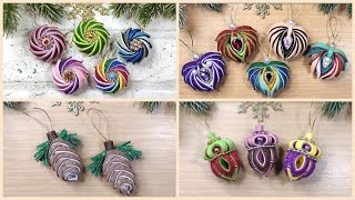 4 НОВЫХ ИДЕИ Ёлочных игрушек из фоамирана, новогодние 2022 🎄 4 DIY Christmas Ornaments - 2 ✅