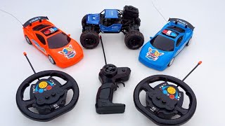 2 3D lighting RC police car and off road rock roller truck unboxing in testing