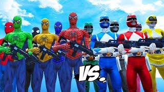 MIGHTY MORPHIN POWER RANGERS VS SPIDER-MAN, BLUE SPIDERMAN, GREEN SPIDERMAN, YELLOW SPIDERMAN