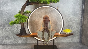 Thác Đốt Trầm Hương Cao Cấp Bồ Đề Đạt Ma - Đèn Led Cây Tiểu Cảnh