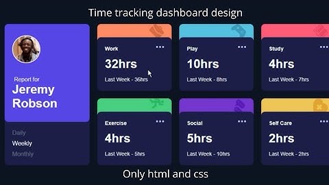 Time tracking dashboard design using only html and css