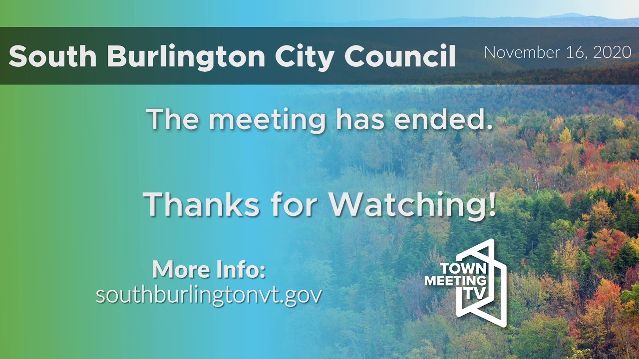 11/16/2020 South Burlington City Council YouTube