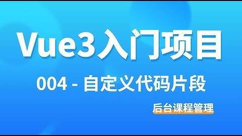 Vue3入门项目-004-自定义代码片段丨景水丨后台课程管理系统