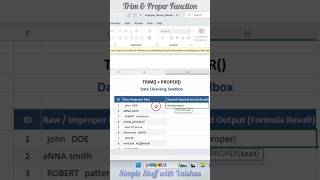 Trim + Proper Function in Excel #trim #excel #exceltutorial #ytfeeds #exceltricks #textfunctions