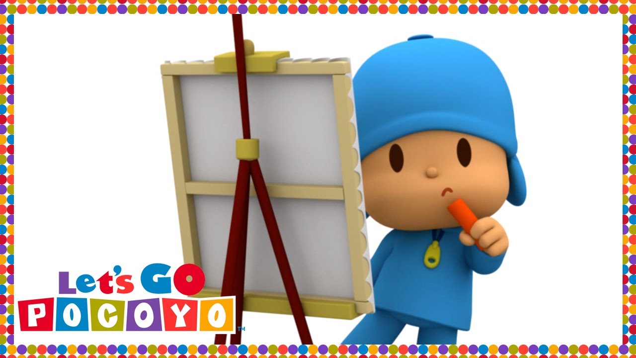 Menino com pincel artista de criança pintando personagem de desenho animado