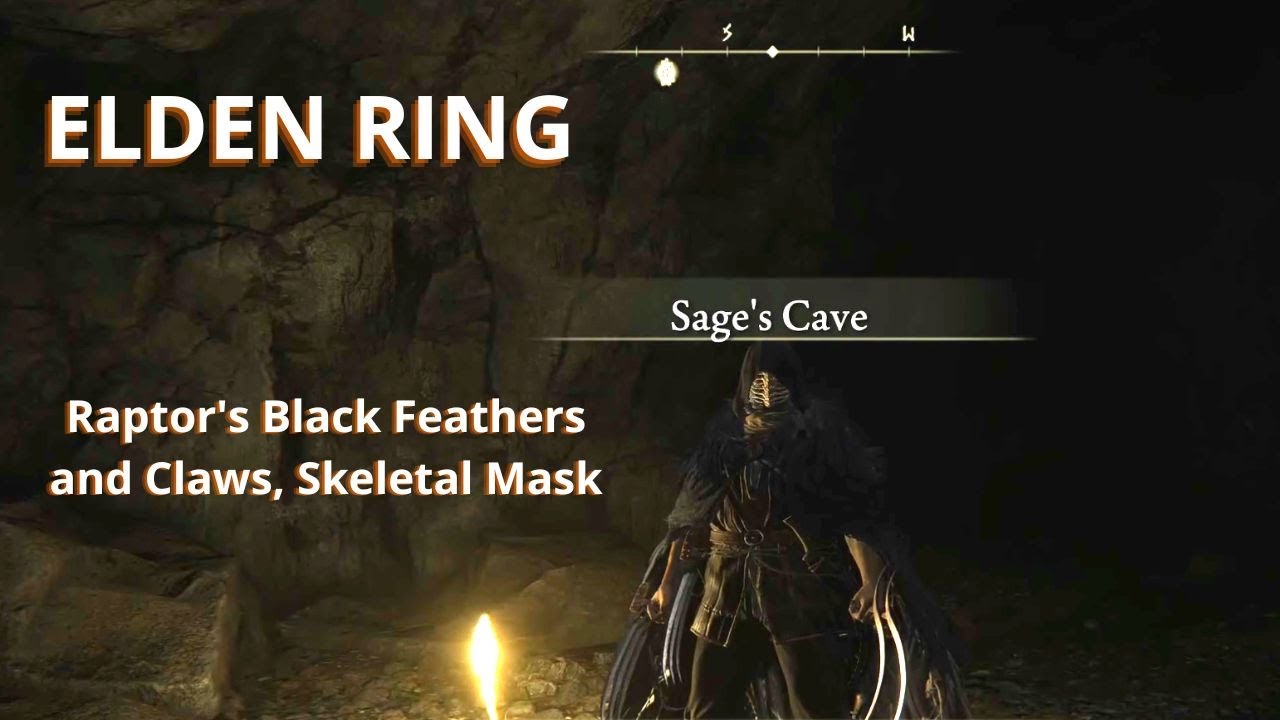 ELDEN RING Sage's Cave, Raptor's Black Feathers, Skeletal Mask and