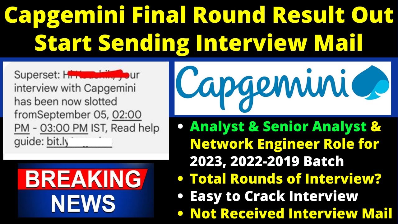 Capgemini Network Engineer Exam Result Announced Started Conducting