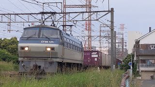 【約４ヶ月近くぶりのEF66牽引！】JR貨物 EF66 125号機+コキ20B 吹A103仕業[3064レ] 東京タ行 八丁畷〜川崎新町間通過！[2024.07.09(火)]