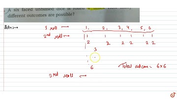 six faced unbiased dice is rolled 4 times. How manydifferent outcomes are possible?, A
